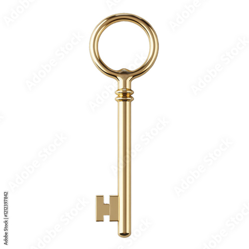 Vintage copper key on isolated background. For presentations or design.