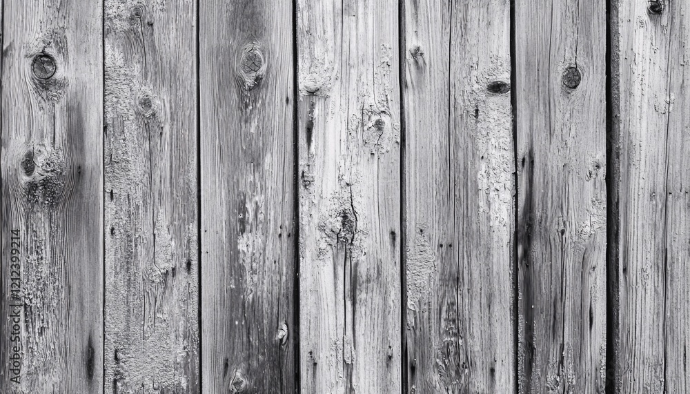 Naklejka premium Weathered Wood Texture Revealing Nature's Artistry in a Closeup of a Rustic Fence