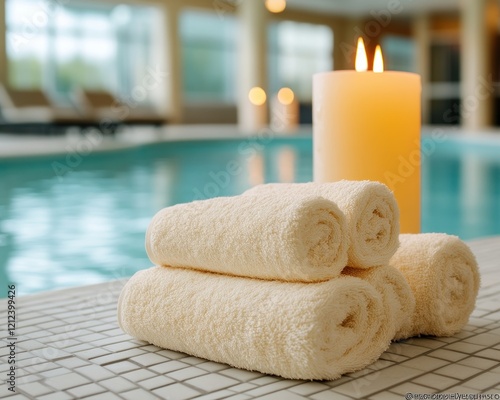 Find your peace with Hope and Wellness Nurturing the Body and Soul, in this tranquil spa retreat Discover inner calm as you gaze at the soft glow of the candles This image is filled with serene photo