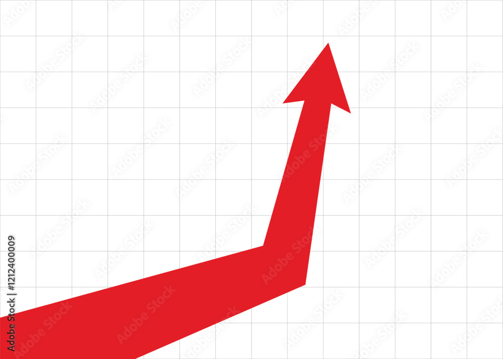 big red business arrow graph suddenly goes up drastically with grid background represents business growth and trading profits big red business arrow graph suddenly goes up drastically with grid background represents business growth and trading profits
