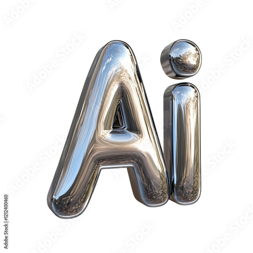 3D Chrome AI Letters, Futuristic Tech