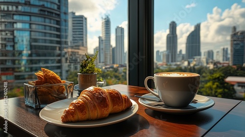 Morning coffee on a building in the heart of Bangkok
