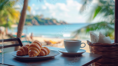 Morning coffee in Bangkok with sea view in Thailand