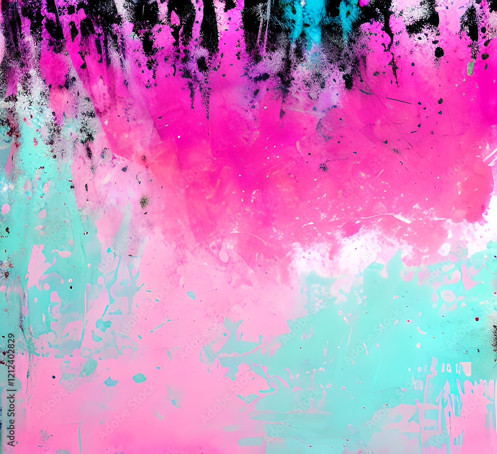 Obraz premium Sugar cotton pink clouds vector design background. Glamor fairytale backdrop. Plane sky view with stars and sunset. Watercolor style texture. Delicate card.generative ai