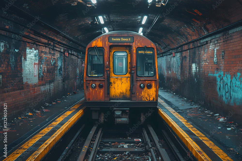 Obraz premium A single-track underground station that has been abandoned