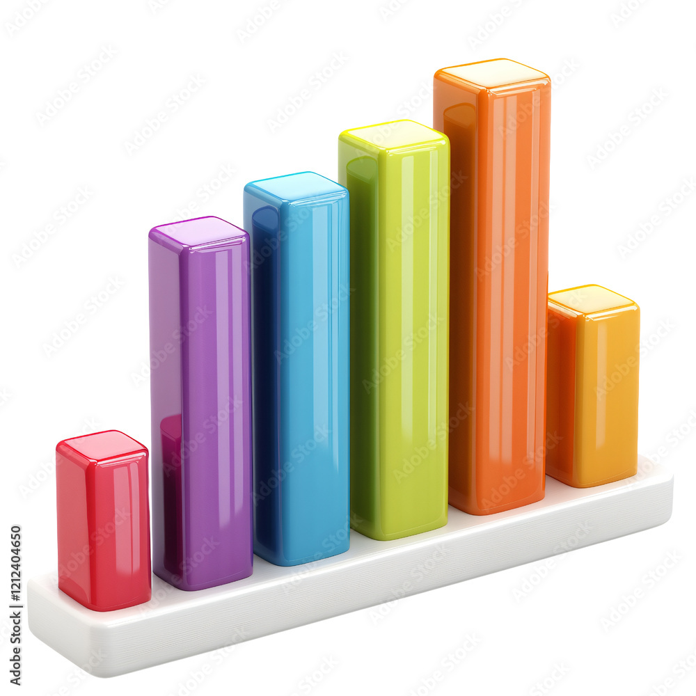 Colorful 3D Bar Chart, Growth Graph, Data Visualization Colorful 3D Bar Chart, Growth Graph, Data Visualization