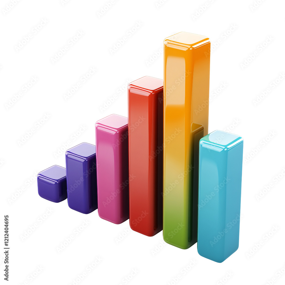 Colorful 3D Bar Graph, Business Chart, Growth Colorful 3D Bar Graph, Business Chart, Growth