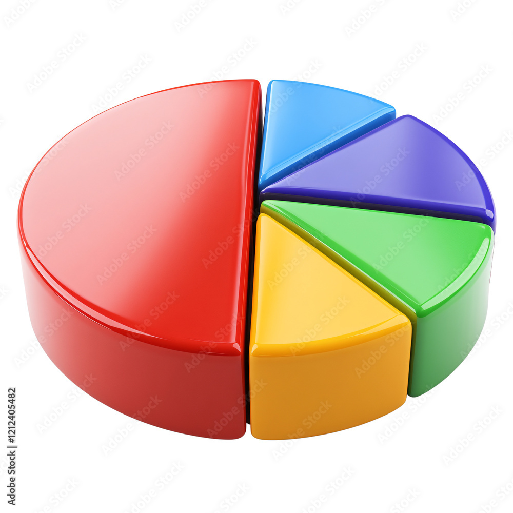 Obraz premium Colorful 3D Pie Chart, Data Infographic