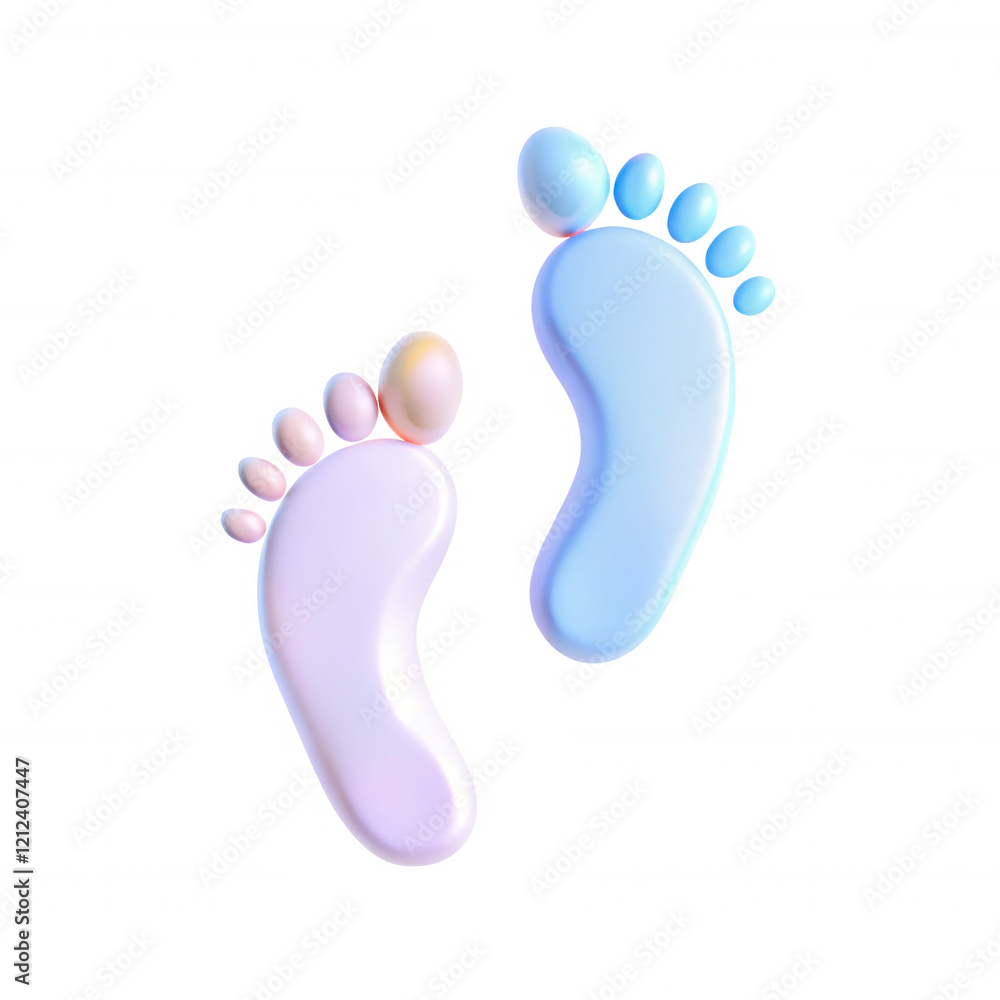 This image showcases a vibrant 3D rendering of playful footprints in pastel colors, creatively designed with rounded toes and a smooth finish. This image showcases a vibrant 3D rendering of playful footprints in pastel colors, creatively designed with rounded toes and a smooth finish.