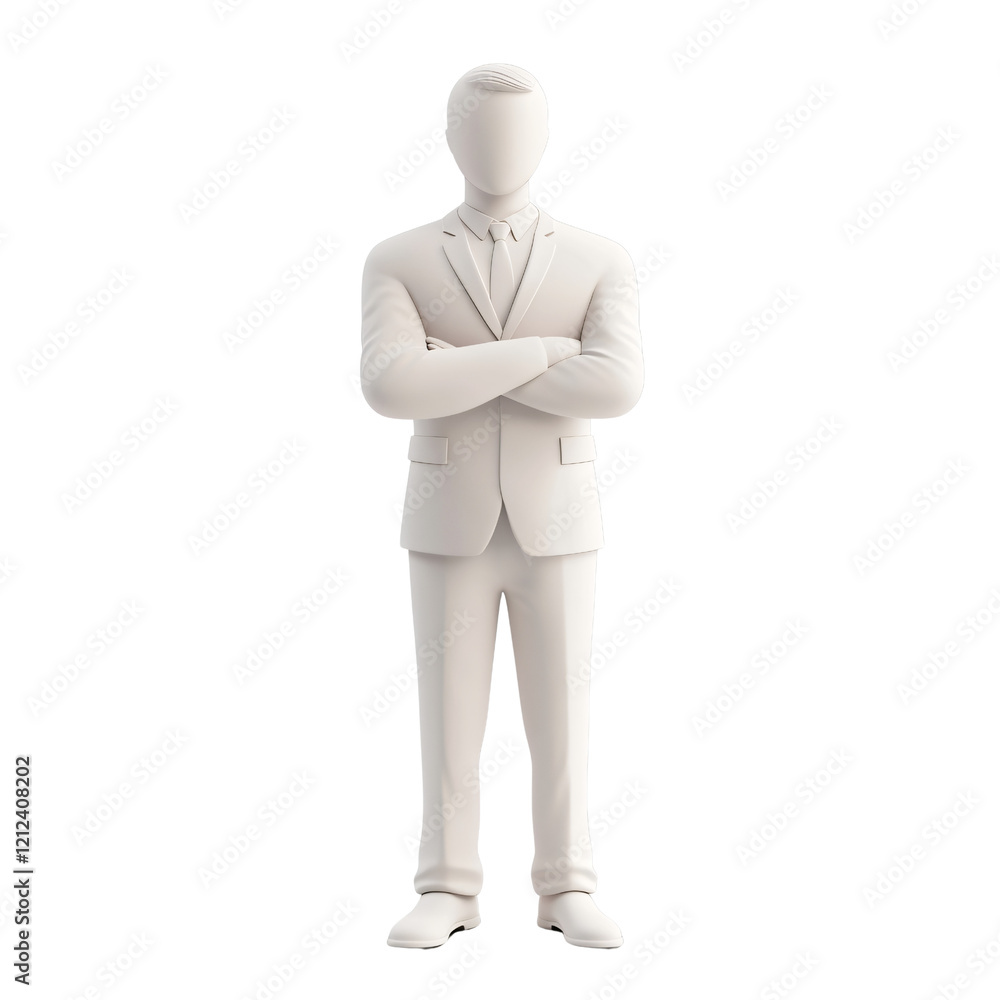 Faceless Businessman, 3D Model, White Suit