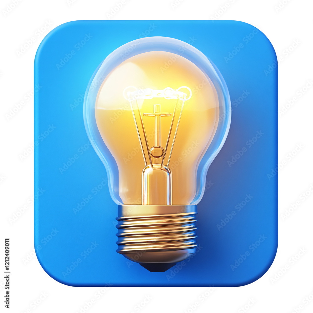 Glowing Lightbulb with Cross, Blue Background