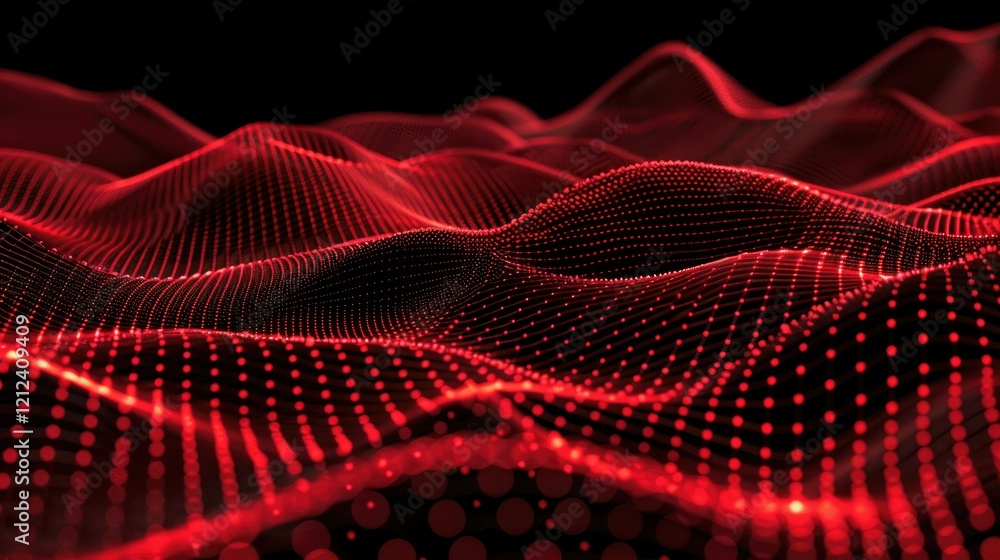 Fototapeta premium Abstract visualization of red wave-like patterns with a digital, futuristic feel.