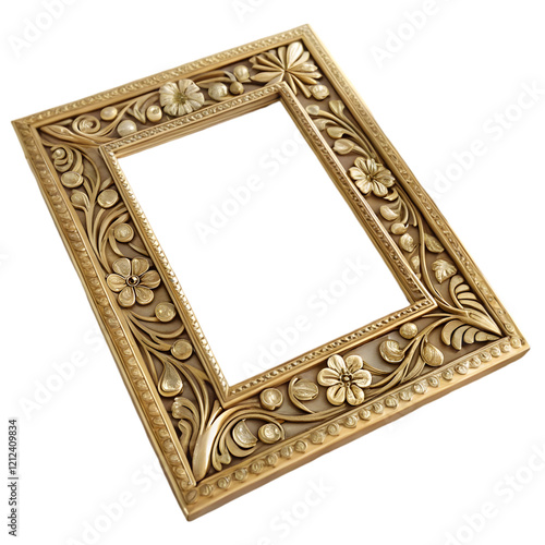 Ornate Gold Picture Frame Elegant Decorative Border Empty Frame for Artwork or Photography photo