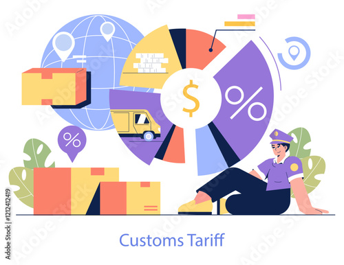 Customs Tariffs on Imports. Flat Vector Illustration