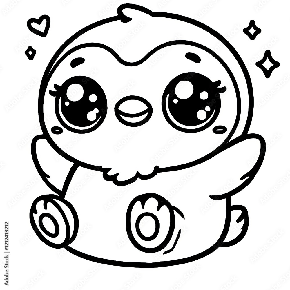 Sweet penguin cartoon design with a cheerful expression and big eyes, ideal for kids' projects or winter themes. Sweet penguin cartoon design with a cheerful expression and big eyes, ideal for kids' projects or winter themes.