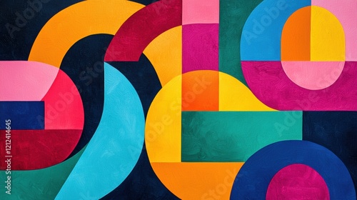 Abstract Colorful Geometric Shapes Canvas Art