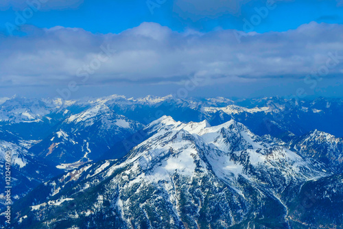 Bergpanorama Wettersteingebirge mit Schnee