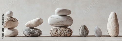 Panel kuchenny z motywem Balanced stone arrangement depicting harmony and stability concepts in zen setting
