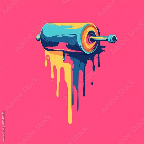 Abstract art of a rolling pin with dripping paint.  Possible use Graphic design, art prints, digital wallpapers photo