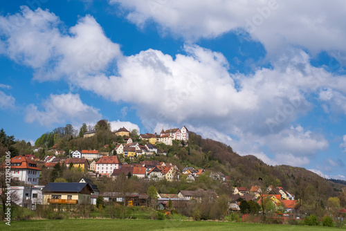 View of the idyllic town of Egloffstein in Franconian Switzerland photo