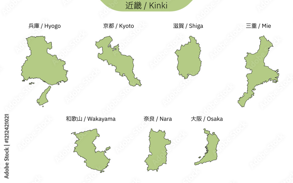 近畿地方の地図(線画) 近畿地方の地図(線画)