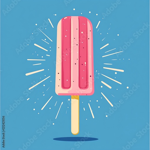 Pink popsicle graphic design, summer dessert, colorful background, illustration, social media photo