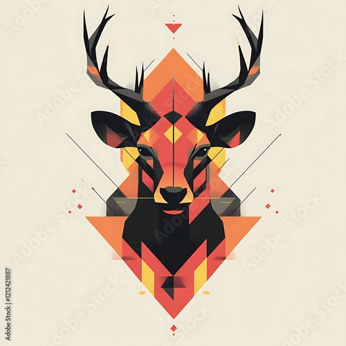 Abstract geometric deer portrait, modern art photo