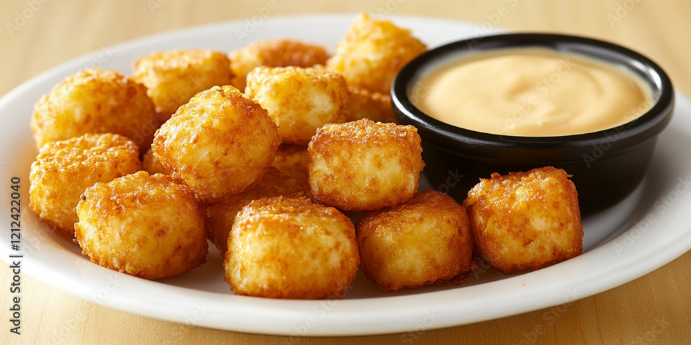 Crispy Potato Tots with Creamy Sauce Appetizer Crispy Potato Tots with Creamy Sauce Appetizer
