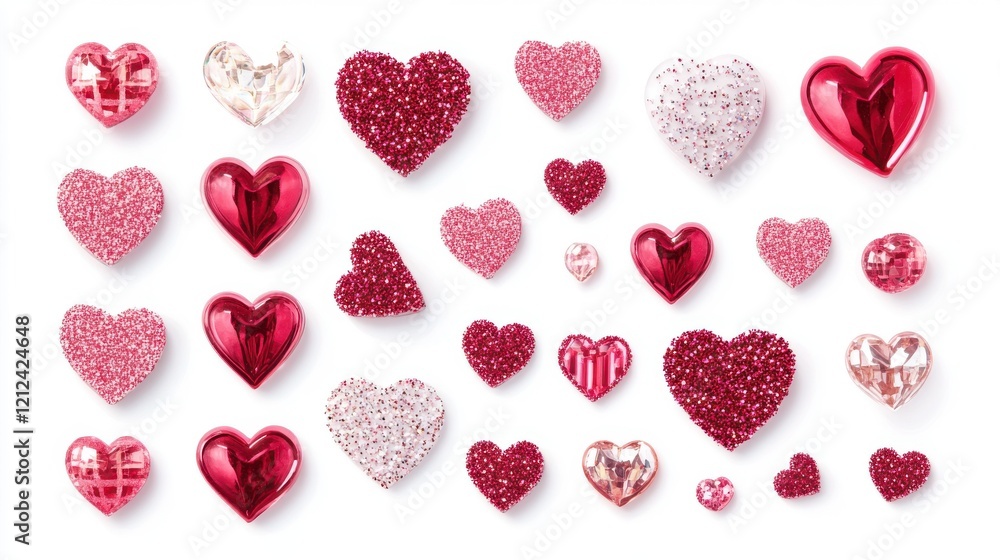 Festive valentine's icons sparkles and hearts white background graphic design romantic joyful love theme Festive valentine's icons sparkles and hearts white background graphic design romantic joyful love theme