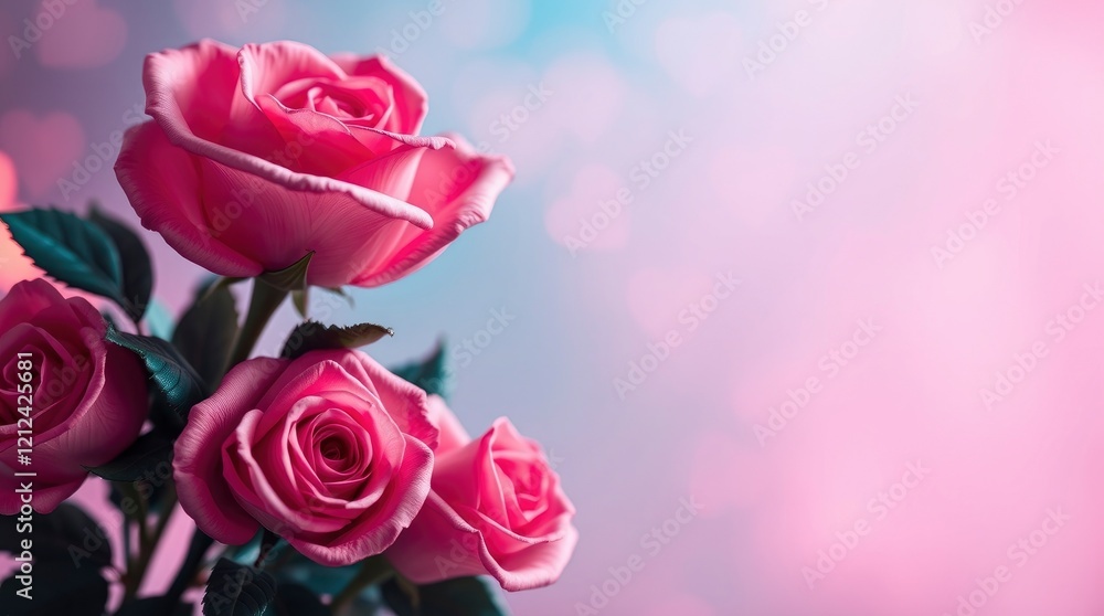 romantic Valentine's Day card design A pink rose bouquet, captured in a soft cinematic style with a hazy background. Heart-shaped bokeh and rich deep teal accents create a luxurious, vibrant feel. romantic Valentine's Day card design A pink rose bouquet, captured in a soft cinematic style with a hazy background. Heart-shaped bokeh and rich deep teal accents create a luxurious, vibrant feel.
