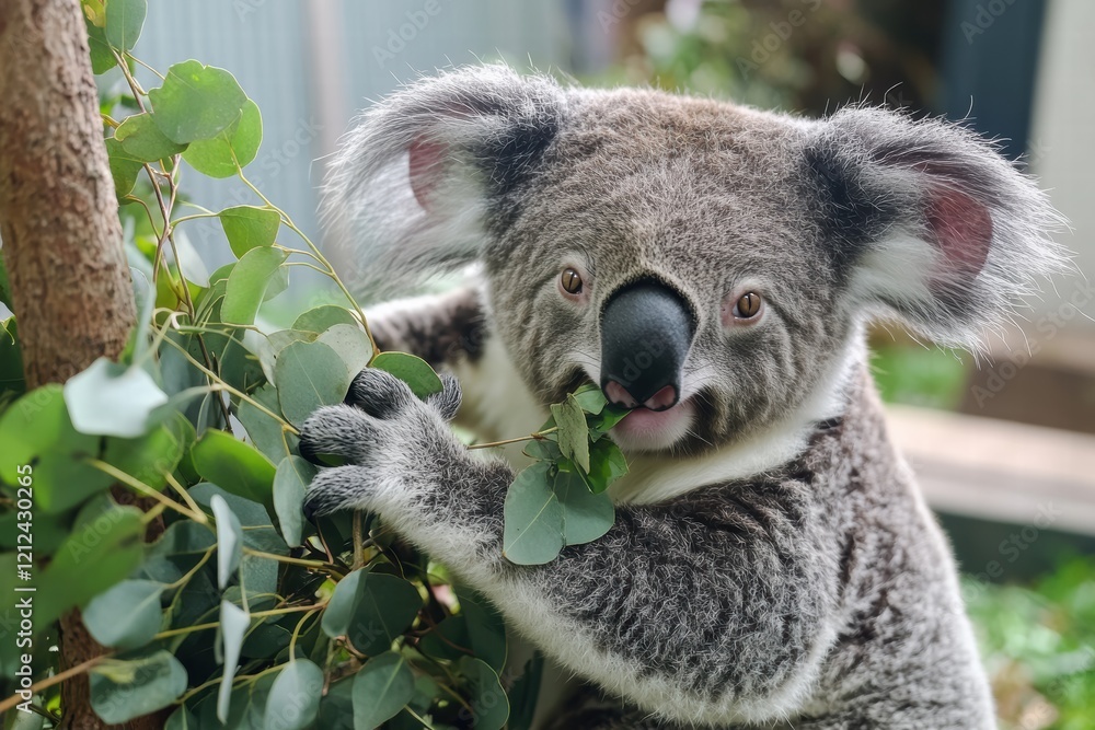 Fototapeta premium Koala enjoying eucalyptus leaves high in a tree