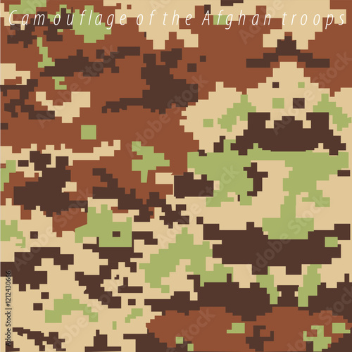 Afghan troops. Professional army pixel camouflage of Afghanistan. Professional army of the country. photo