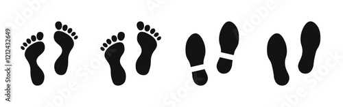 Footprint icons set. Footstep symbol. Vector illustration.