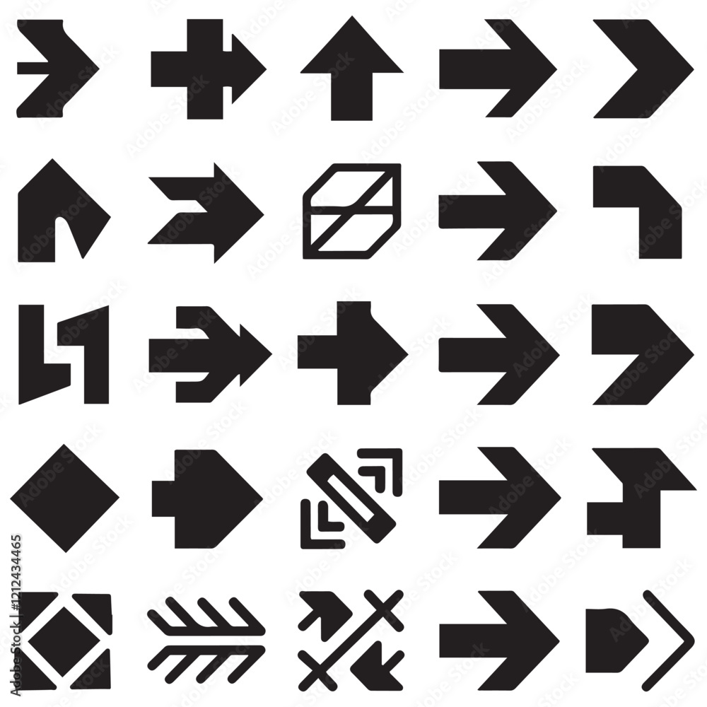 Arrows icon collection. Set different arrows. Arrow flat style isolated on white background Arrows icon collection. Set different arrows. Arrow flat style isolated on white background