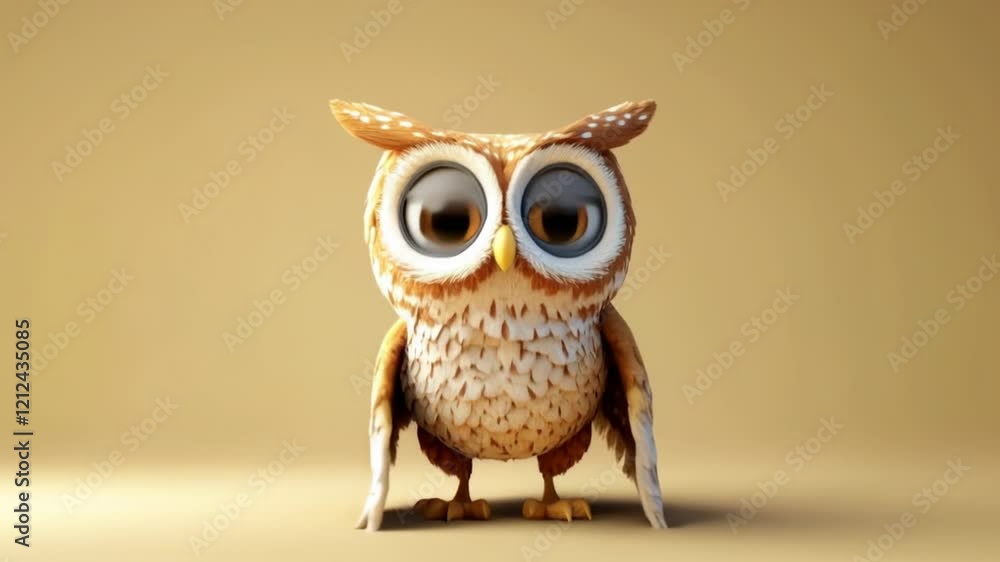 Adorable Cartoon Owl with Spread Wings Adorable Cartoon Owl with Spread Wings