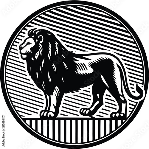 Icon of a lion silhouette, side view. emblem of strength, fortitude, and bravery