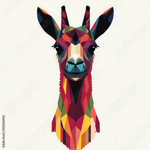 Colorful geometric gazelle portrait, vibrant art, creative animal design, for use in posters, prints, or online media photo