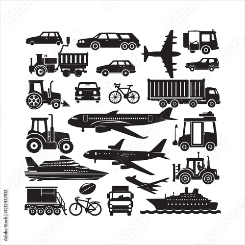 Transportation silhouette vector. Transportation icon. Transportation logo vector illustration