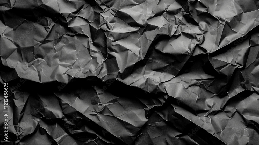 A dramatic texture of crumpled black paper creating rich depth. A dramatic texture of crumpled black paper creating rich depth.