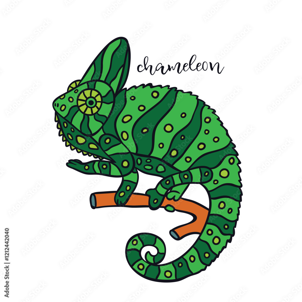 Fototapeta premium Chameleon Cartoon Icon Illustration