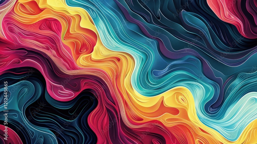 Fototapeta premium A vibrant abstract swirl of colors creating a dynamic, fluid design.