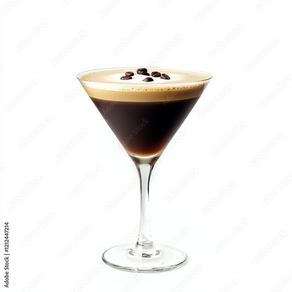 An elegant and sophisticated Espresso Martini cocktail with vodka, coffee liqueur, espresso shot An elegant and sophisticated Espresso Martini cocktail with vodka, coffee liqueur, espresso shot