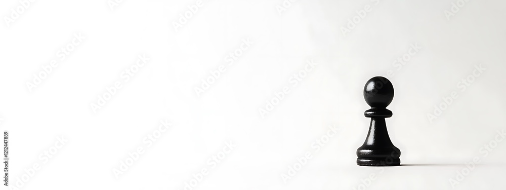 Obraz premium Single Black Chess Pawn Against White Background