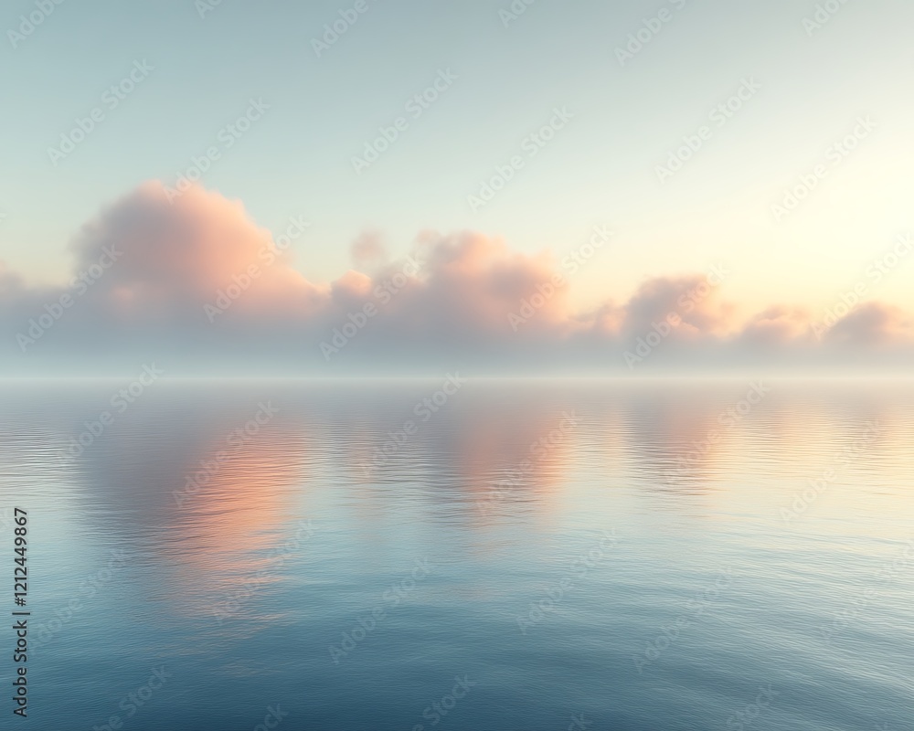 Fototapeta premium Calm pastel sunrise reflected on still water.