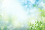 Sunlight filters through fresh green leaves, creating a serene and dreamy natural background with bokeh effect