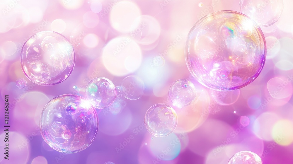 Vibrant bubbles reflecting rainbows softfocus violet and rose backdrop digital art abstract environment close-up viewpoint Vibrant bubbles reflecting rainbows softfocus violet and rose backdrop digital art abstract environment close-up viewpoint