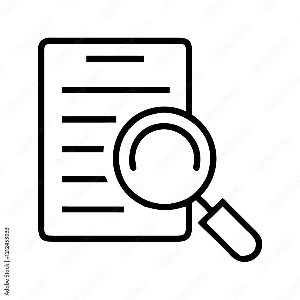 Document with magnifying glass icon for analysis Document with magnifying glass icon for analysis