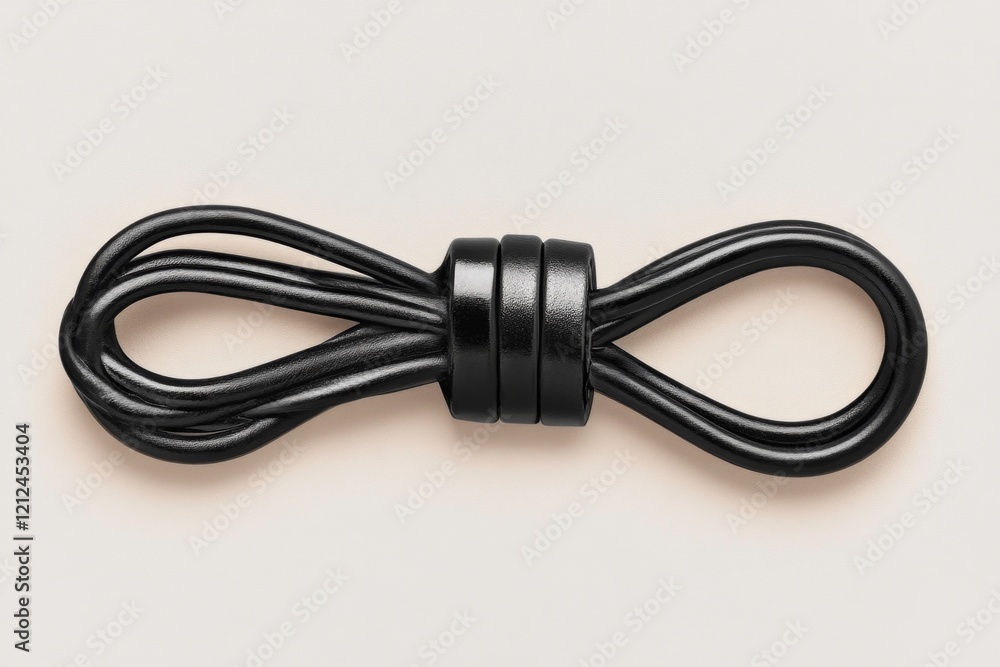 A simple outline of a zipper pull tab in solid black, set on a neutral beige background for a sleek, modern look A simple outline of a zipper pull tab in solid black, set on a neutral beige background for a sleek, modern look