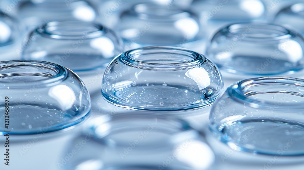 Contact lenses arranged on a surface. Science lab background. Medical product photography Contact lenses arranged on a surface. Science lab background. Medical product photography