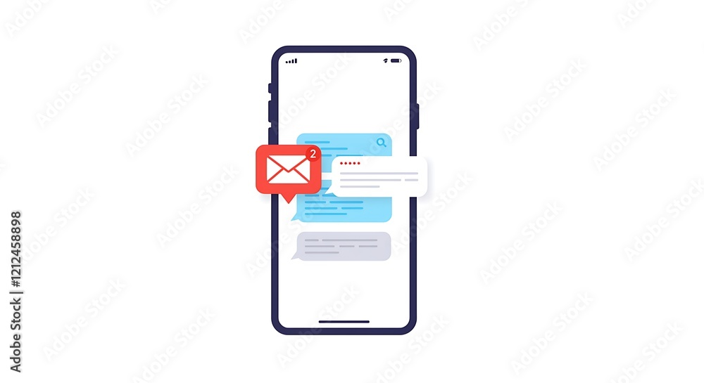 New message notification concept on smartphone. New email pop up. Incoming, open messaging. Chatting, mail, post, letter symbol, sign, emblem with new notification on phone or website New message notification concept on smartphone. New email pop up. Incoming, open messaging. Chatting, mail, post, letter symbol, sign, emblem with new notification on phone or website